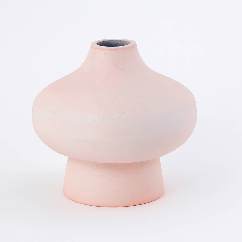 Ivory Powder-Coated Aluminium Vase – Sculptural Form