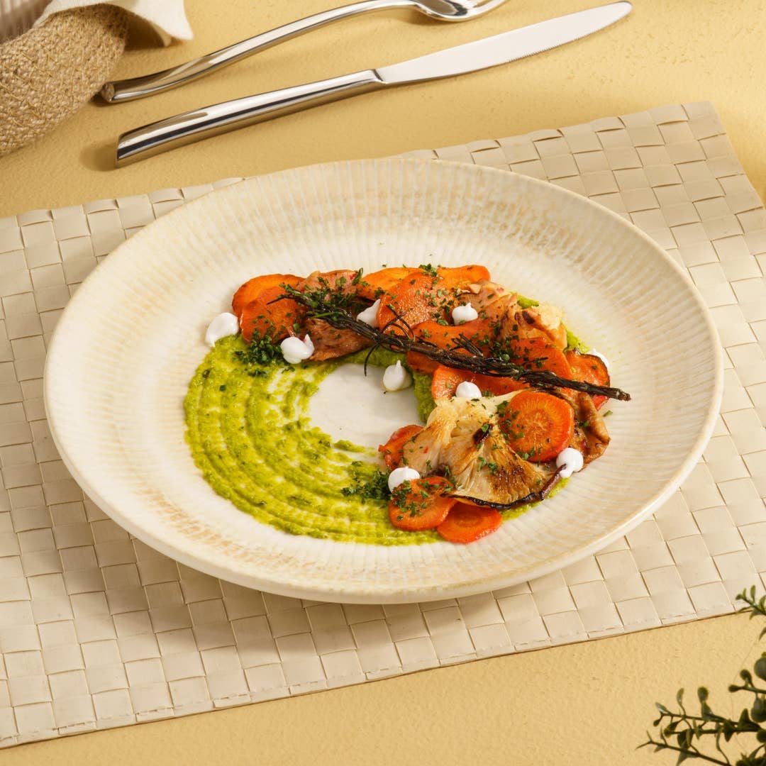 Paros Shell Sand Round Rimless Porcelain Plate 24cm – Set of 6 | Professional Hospitality Tableware