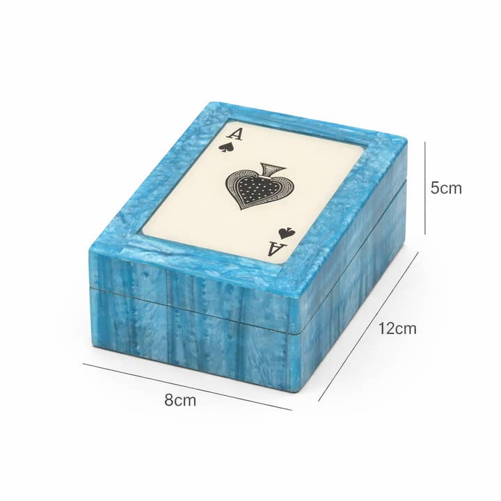 Blue Ace Resin Playing Card Box – Blue & White