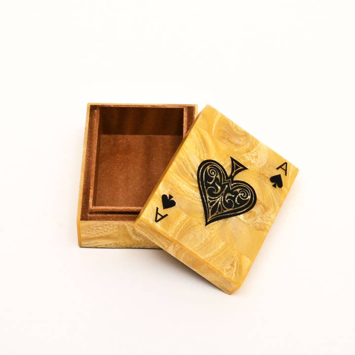 Golden Glow Resin Playing Card Box – Yellow & Black