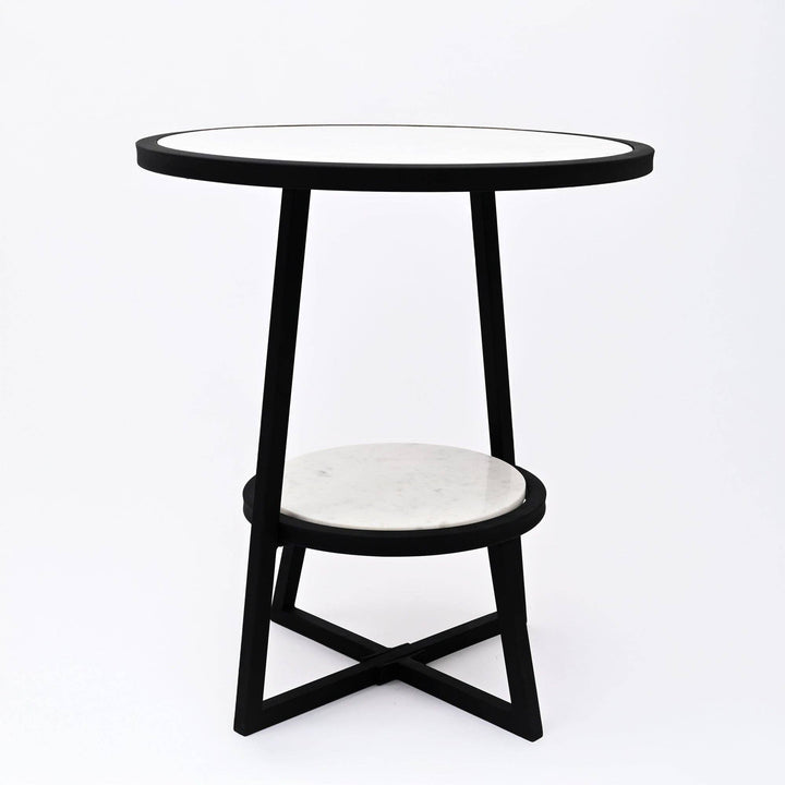 2 Tier Round Marble Table With Iron Base