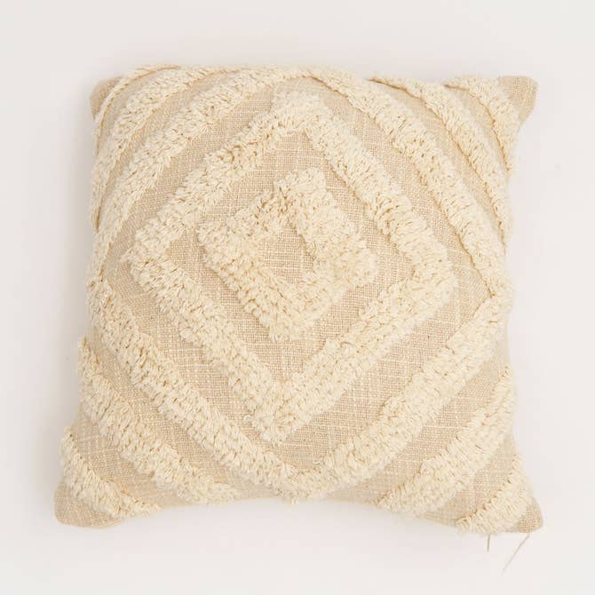 DiamondNest Tufted Cotton Cushion – Natural 40 × 40 cm