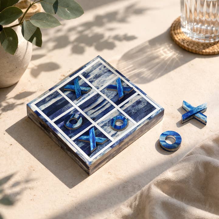 Bone Inlay Tic-Tac-Toe Game Set