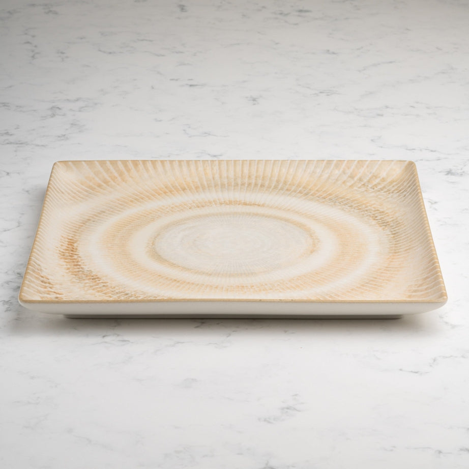 Paros Shell Sand Juliet Square Porcelain Platter with Foot 27 × 27cm – Set of 6 | Professional Hospitality Serving Platter