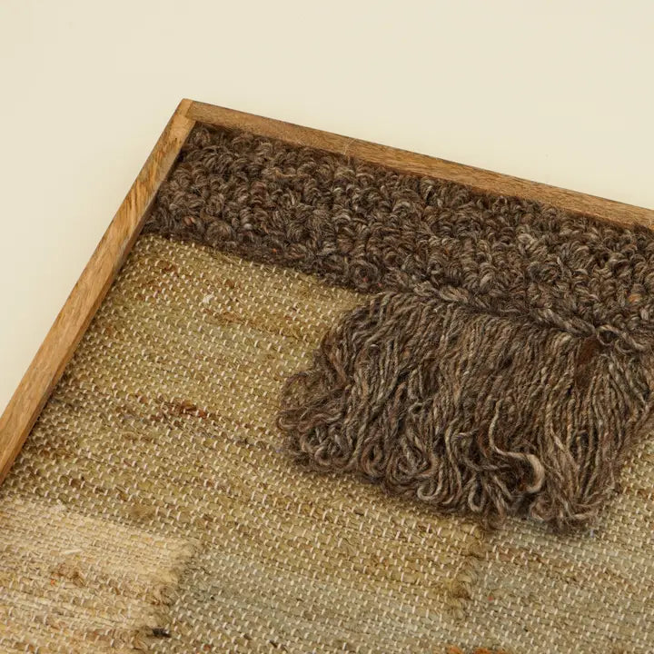 Handcrafted Multicolour Cotton & Hemp Wall Art with Wooden Frame