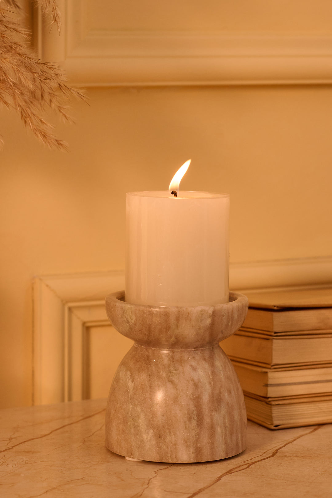 Morchana Marble Candle Holder – Natural Finish