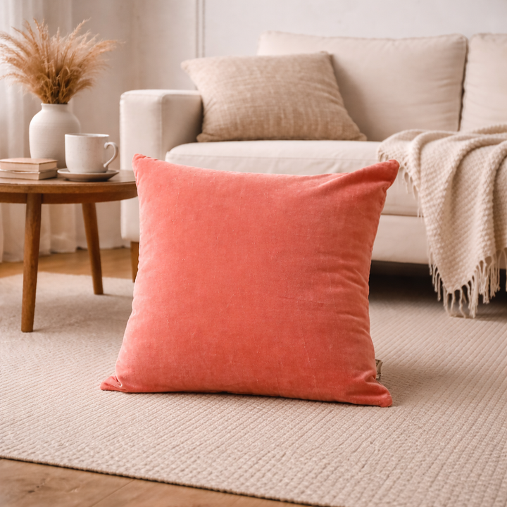 Velvet Cotton Cushion- Dusty Rose Solid- 45x45 cm