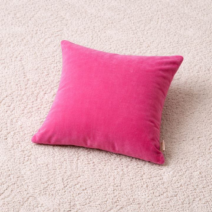 Solid Fuchsia Pink Cotton Velvet Cushion -45×45 cm