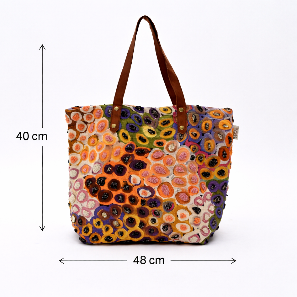 Embroidered Abstract Cotton Tote Bag – 40x48 cm