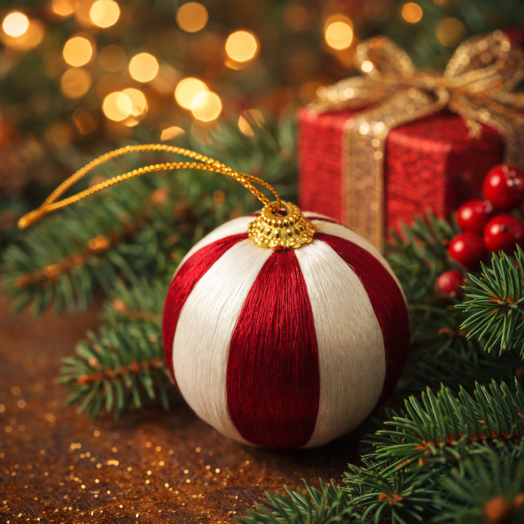 Red & Gold Christmas Hanging Ball Ornament - Set of 4