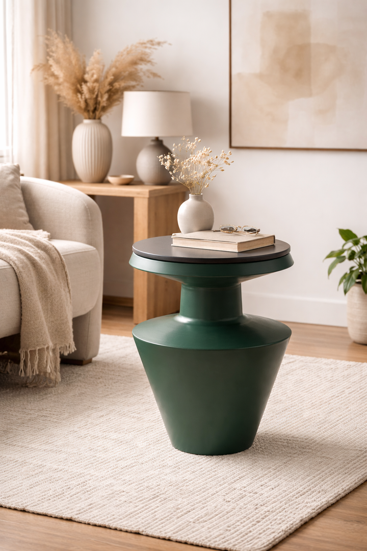 Compact Green Metal Side Table Modern Accent Décor