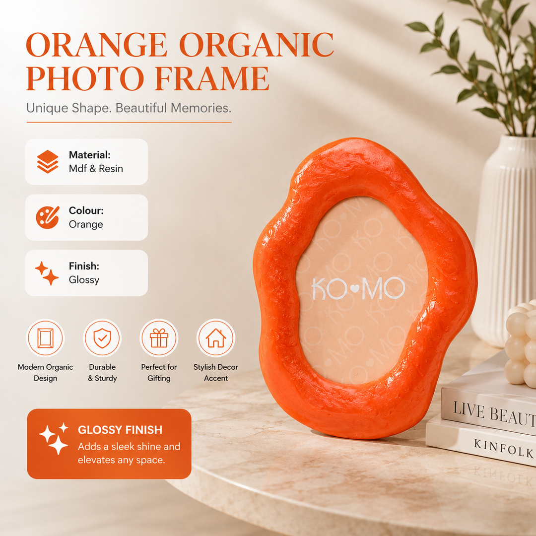 Orange Organic Resin Photo Frame 5x7 Inch Modern Décor