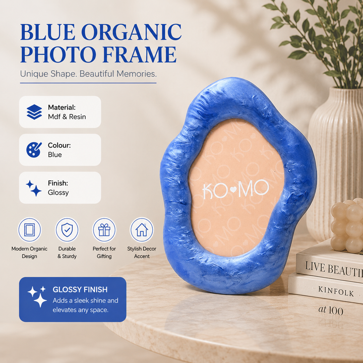 Blue Organic Shape Photo Frame 5x7 Inch Resin Décor