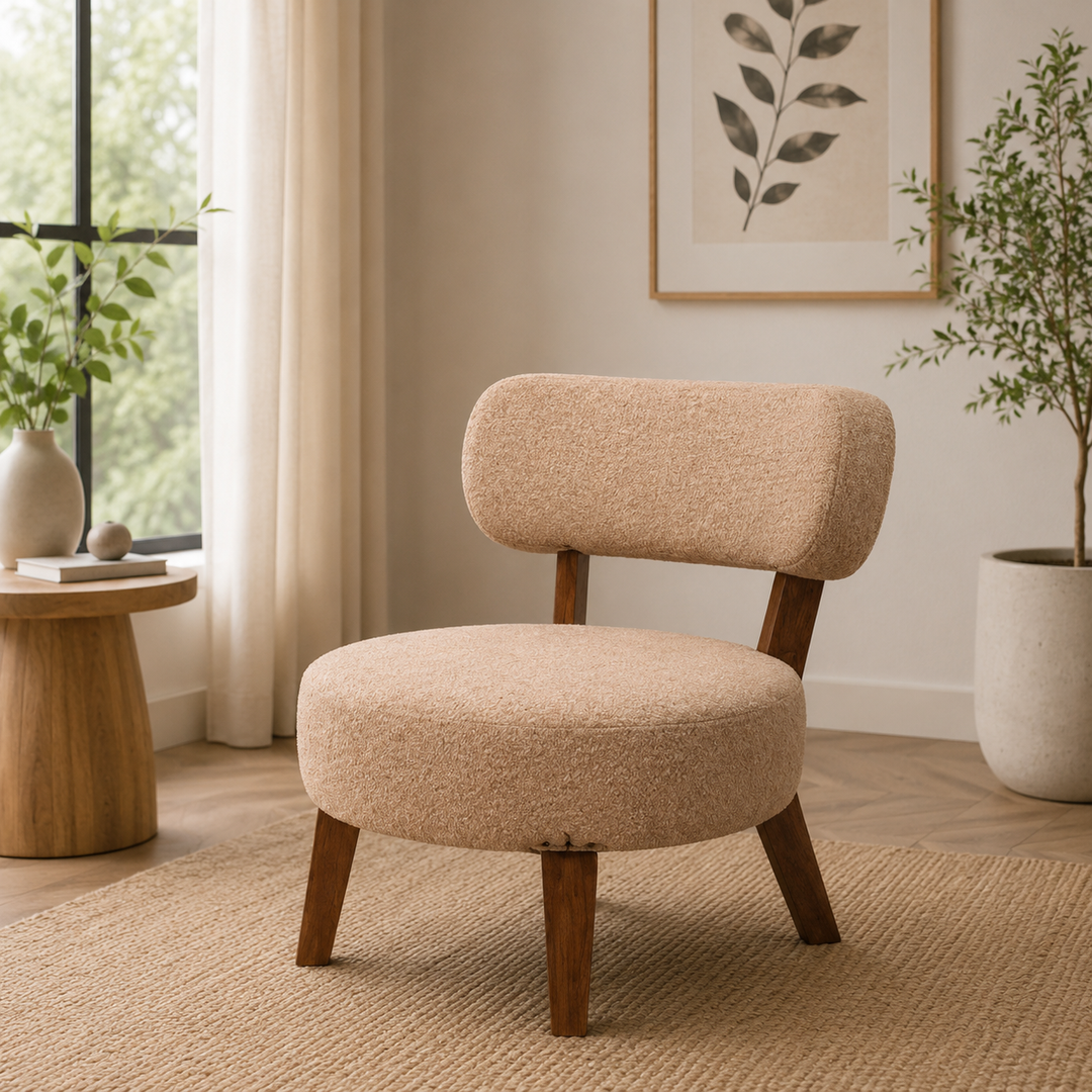 Modern Upholstered Lounge Chair with Wooden Legs