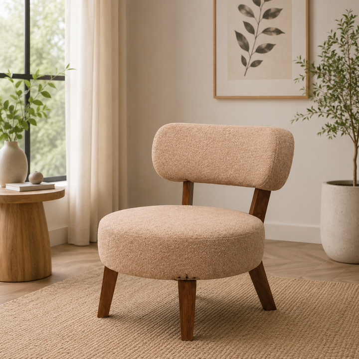 Modern Upholstered Lounge Chair with Wooden Legs