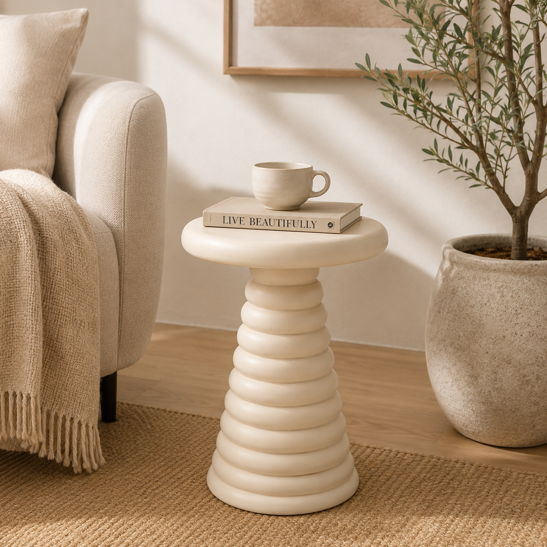 Beige Powder-Coated Aluminium Side Table