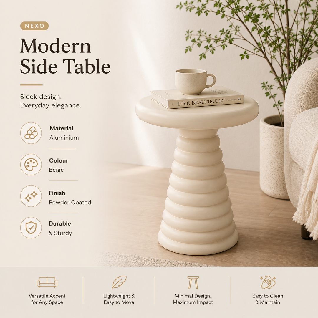 Beige Powder-Coated Aluminium Side Table