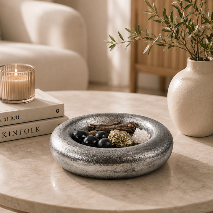 Round Aluminium Decorative Box – Nickel Antique Finish