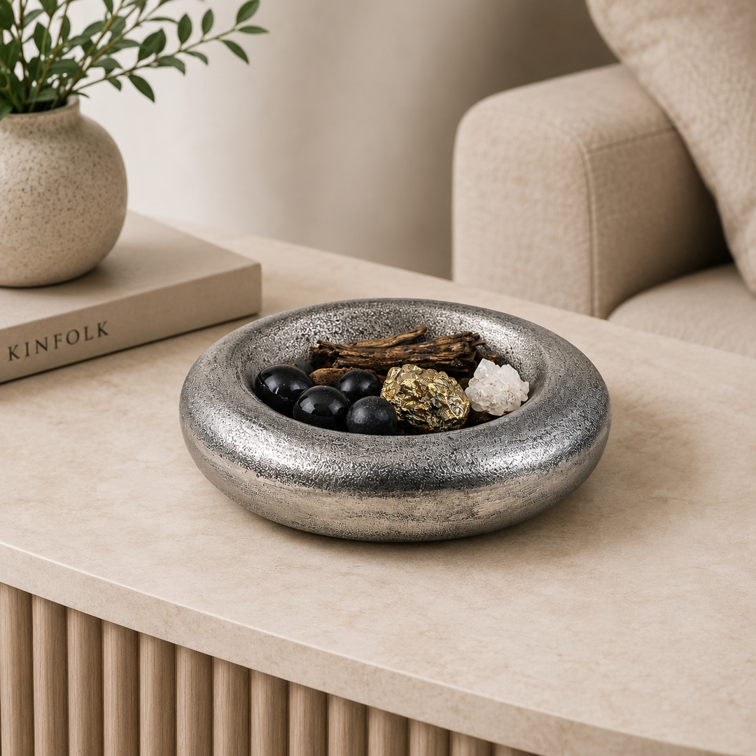 Round Aluminium Decorative Box – Nickel Antique Finish