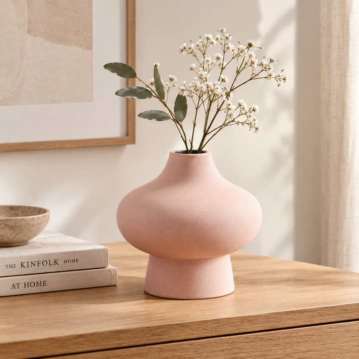 Ivory Powder-Coated Aluminium Vase – Sculptural Form
