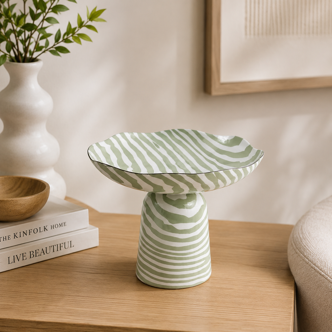 Poko Iron Bowl – Enamel Printed Decorative Tabletop Accent (24 cm)`