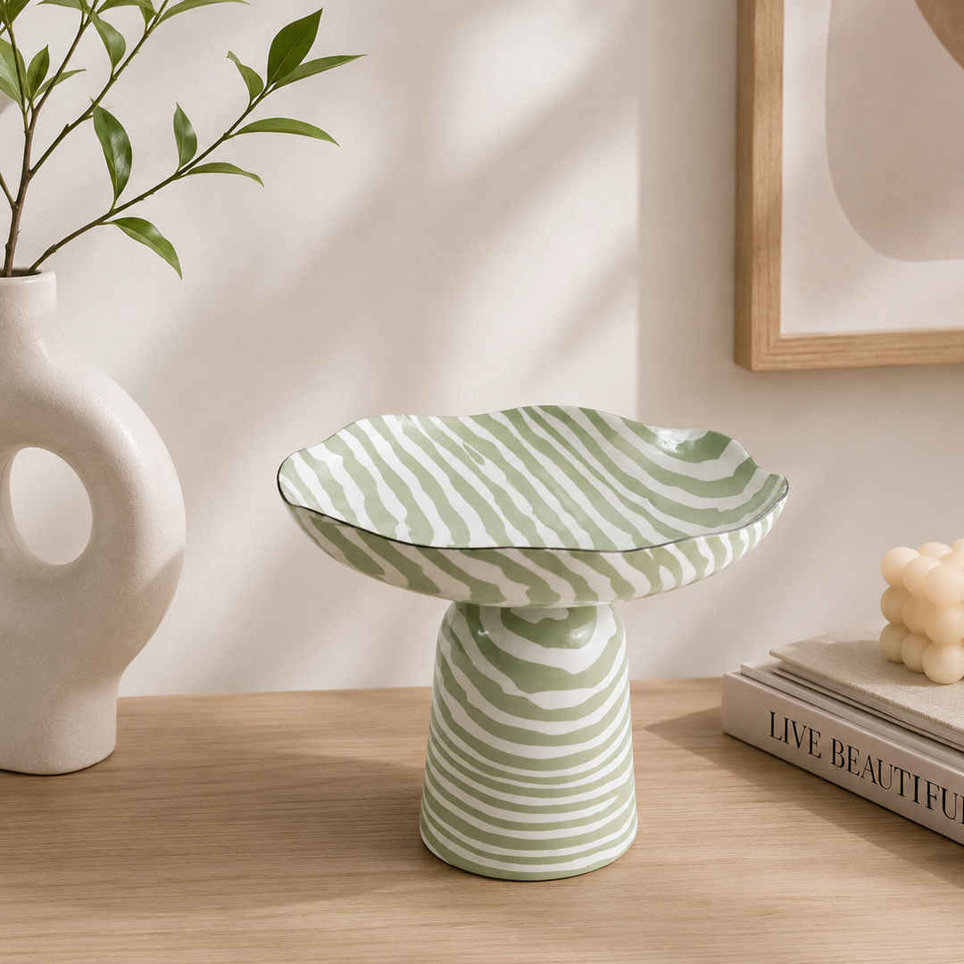 Poko Iron Bowl – Enamel Printed Decorative Tabletop Accent (24 cm)`