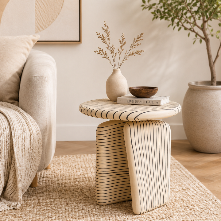 Modern Aluminium Side Table – Ivory Powder Coated (51 cm)