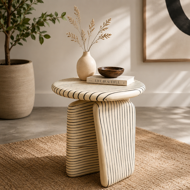 Modern Aluminium Side Table – Ivory Powder Coated (51 cm)