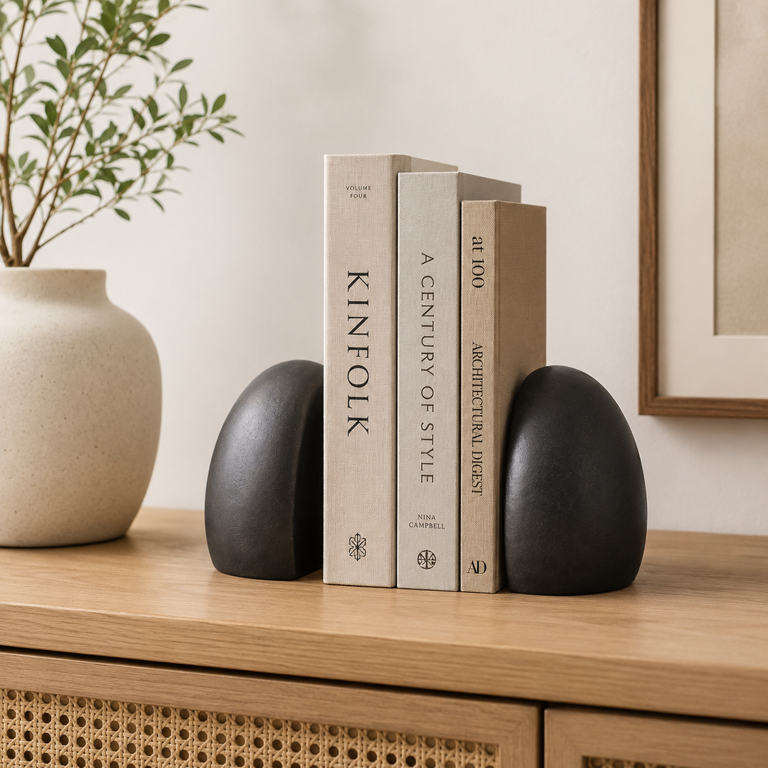 Black Powder Coated Aluminium Bookends – Set of 2