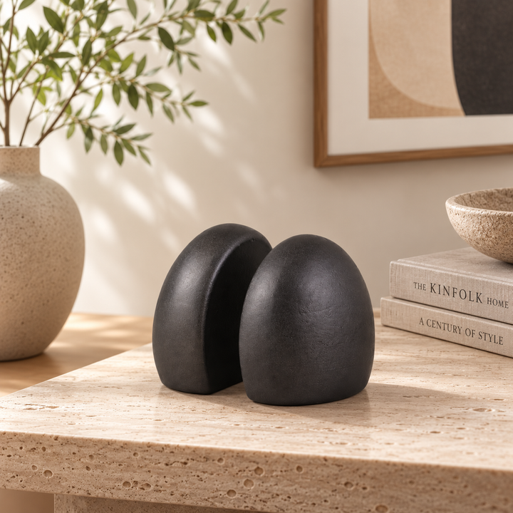 Black Powder Coated Aluminium Bookends – Set of 2
