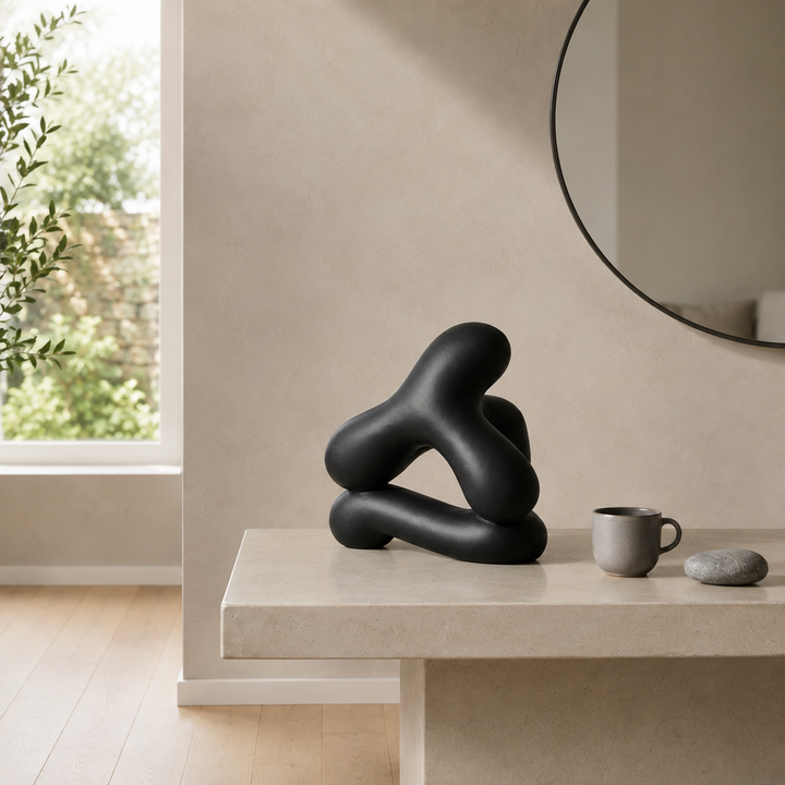 Abstract Aluminium Tabletop Sculpture – Black