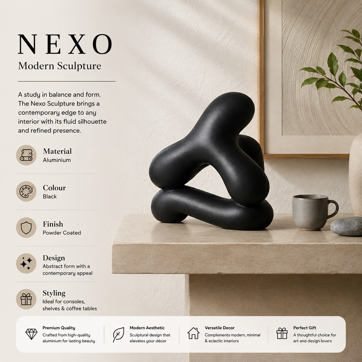 Abstract Aluminium Tabletop Sculpture – Black