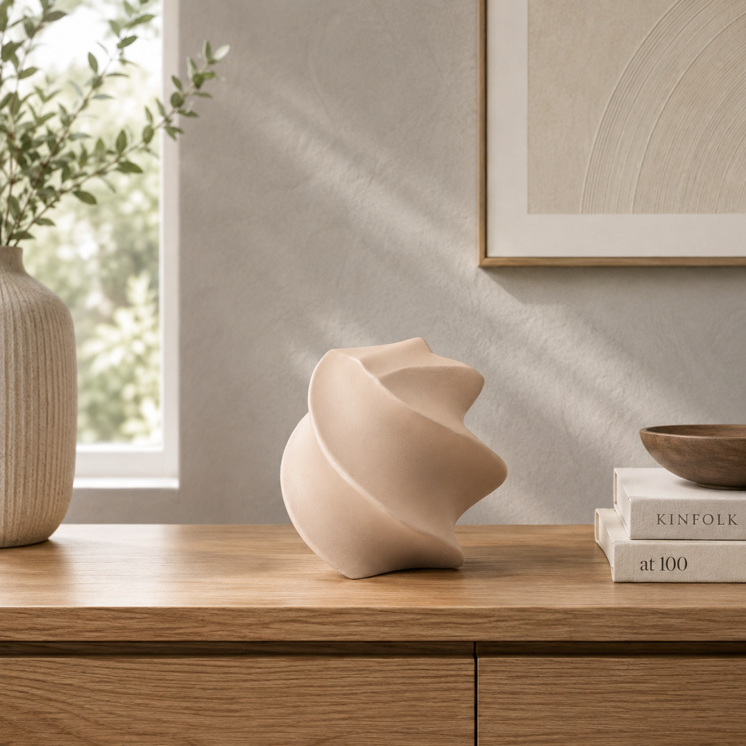 Abstract Aluminium Decor Object – Beige Powder Coated