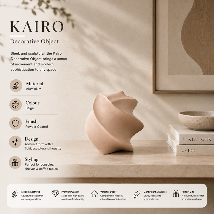 Abstract Aluminium Decor Object – Beige Powder Coated