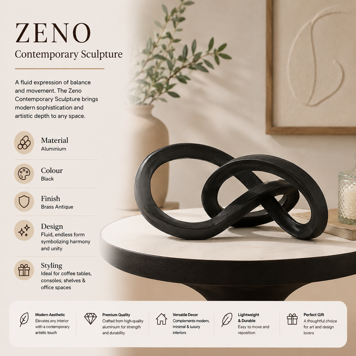 Interlocking Loop Aluminium Sculpture – Black
