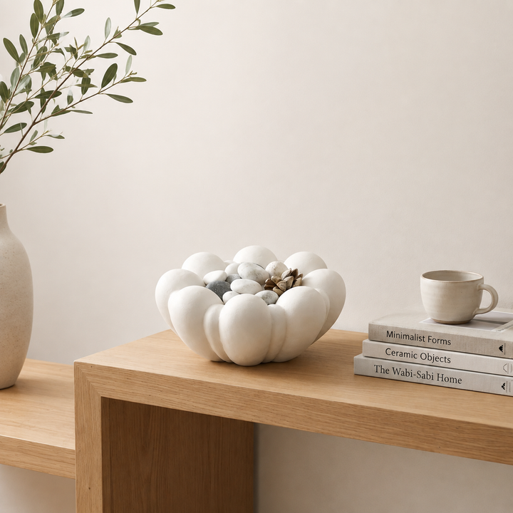 Modern Decorative Aluminium Bowl – White Powder Coat