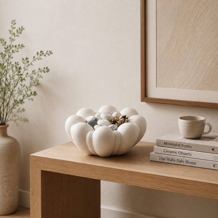 Modern Decorative Aluminium Bowl – White Powder Coat