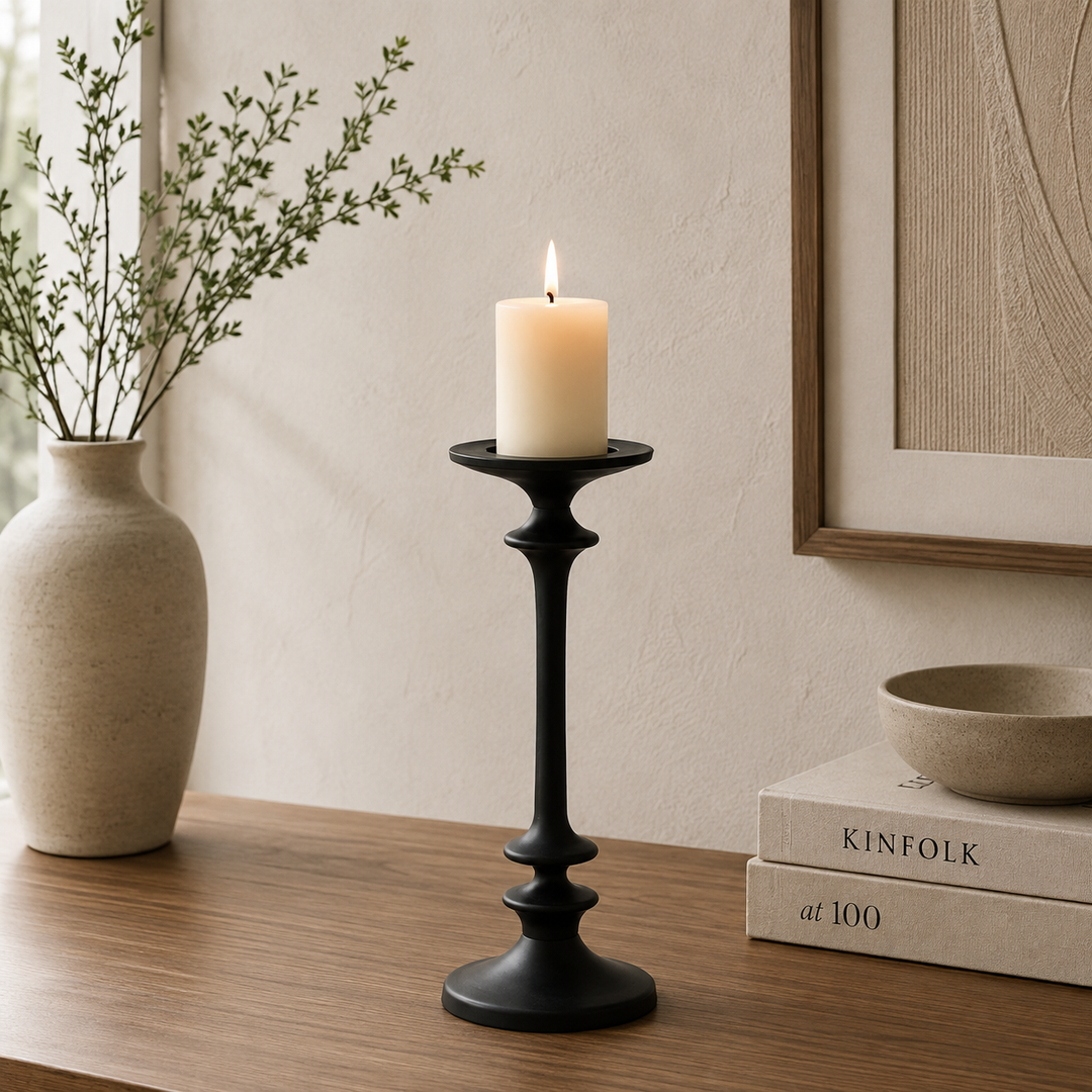 Modern Black Aluminium Candle Holder