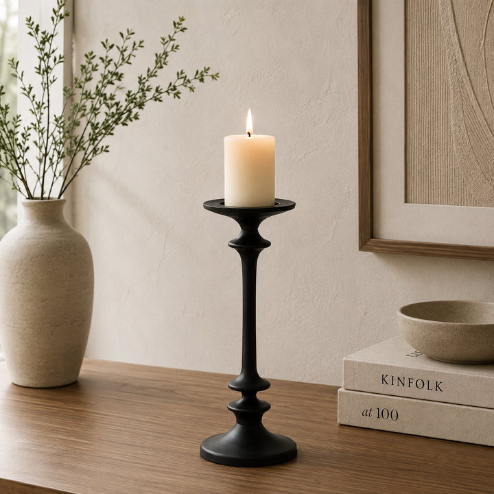 Modern Black Aluminium Candle Holder