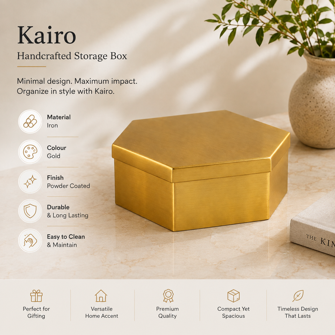 Gold Decor Storage Box – Iron