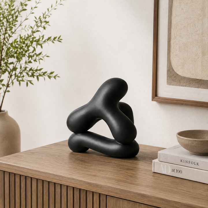 Abstract Aluminium Tabletop Sculpture – Black