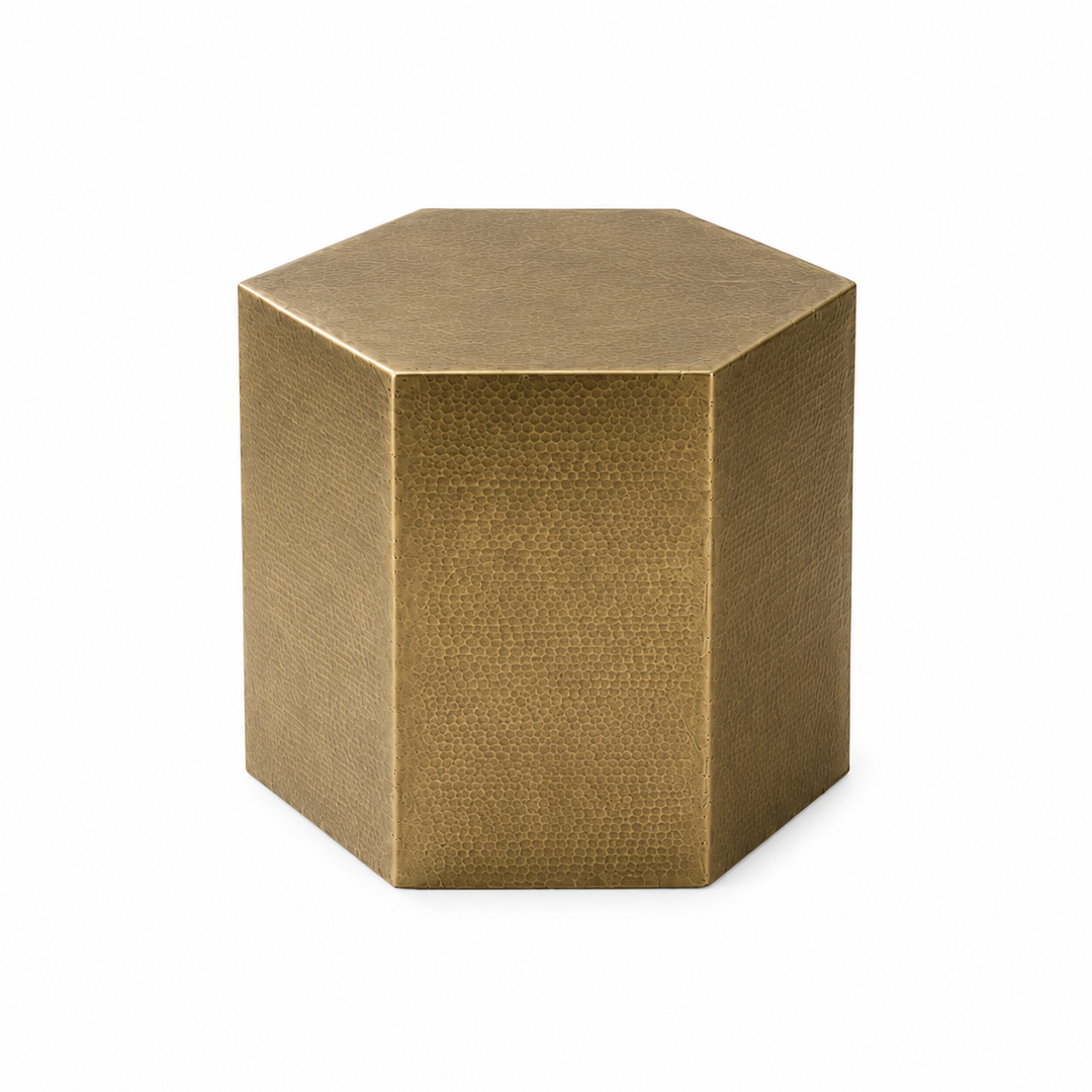 Hexagonal Side Table – Aluminium Sheet with Nickel Antique Finish