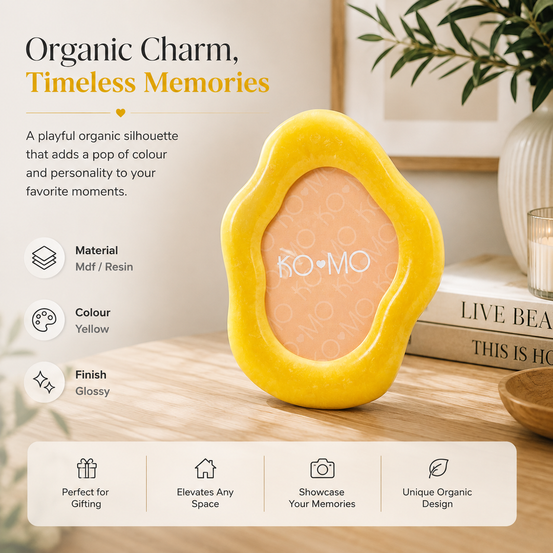 Yellow Organic Shape Photo Frame 5x7 Inch Resin Decor