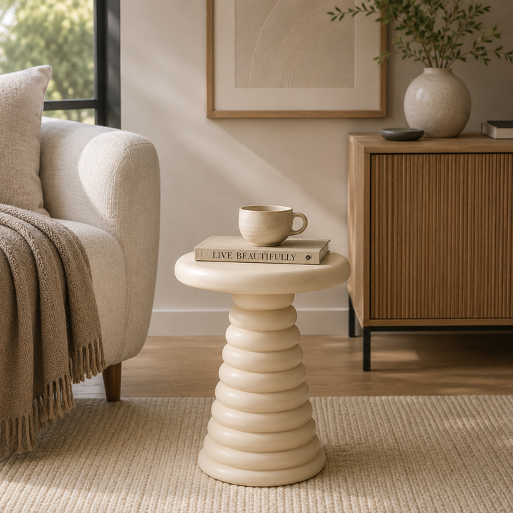 Beige Powder-Coated Aluminium Side Table