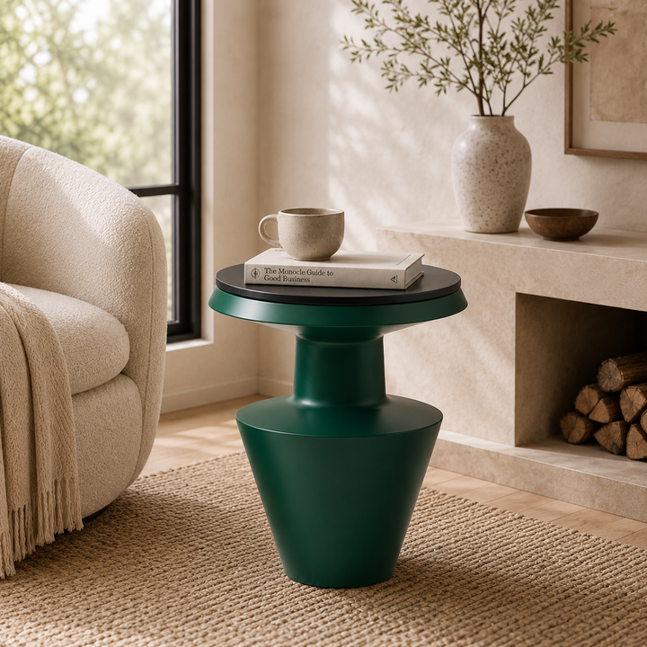 Compact Green Metal Side Table Modern Accent Décor