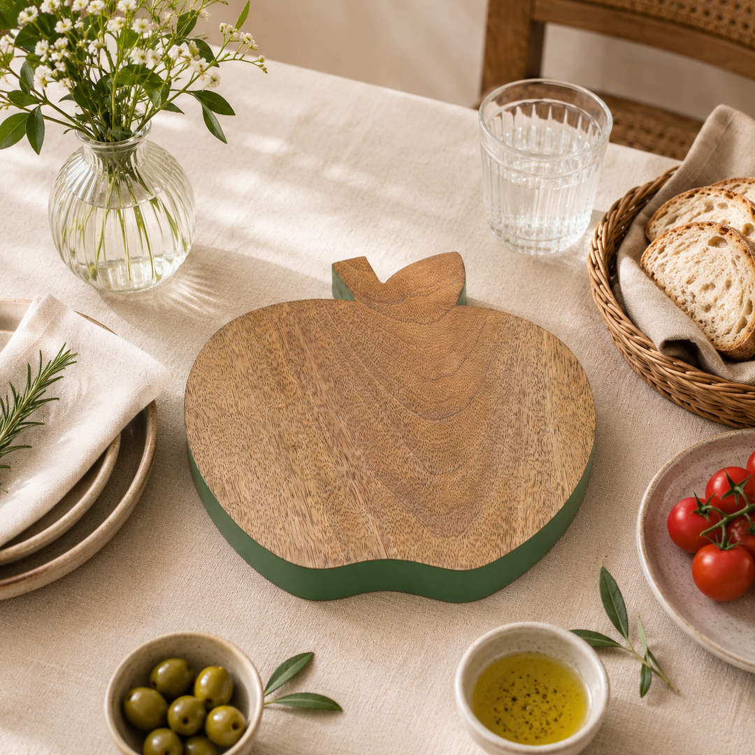 Apple Mango Wood Serving Board with Colour Edge Trim