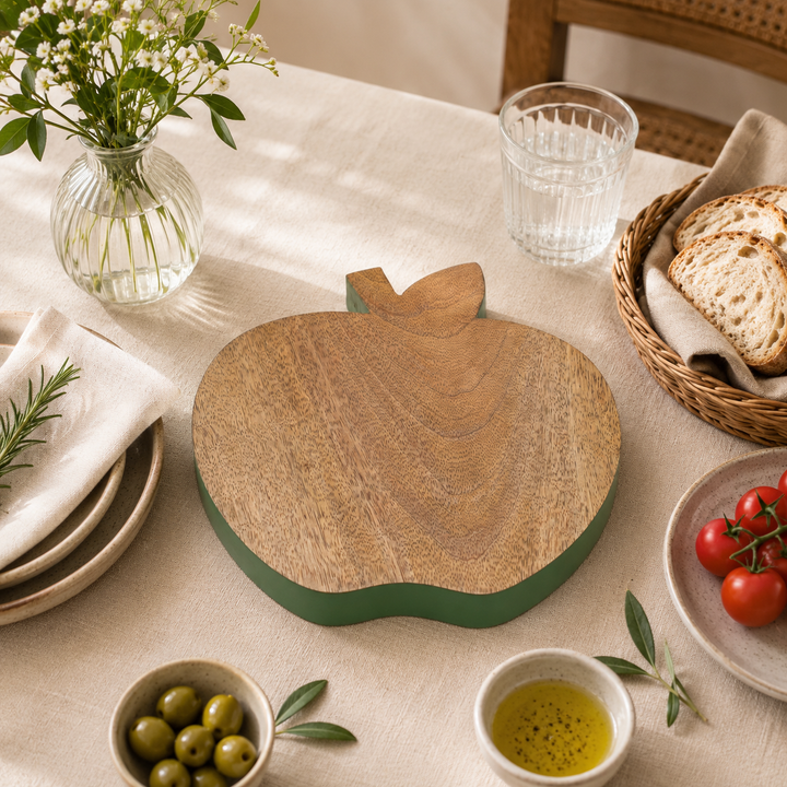 Apple Mango Wood Serving Board with Colour Edge Trim