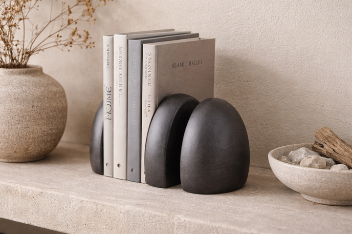 Black Powder Coated Aluminium Bookends – Set of 2