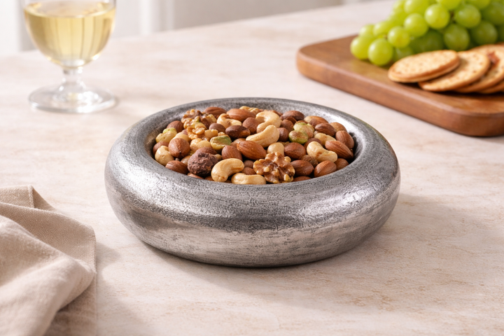 Round Aluminium Decorative Box – Nickel Antique Finish