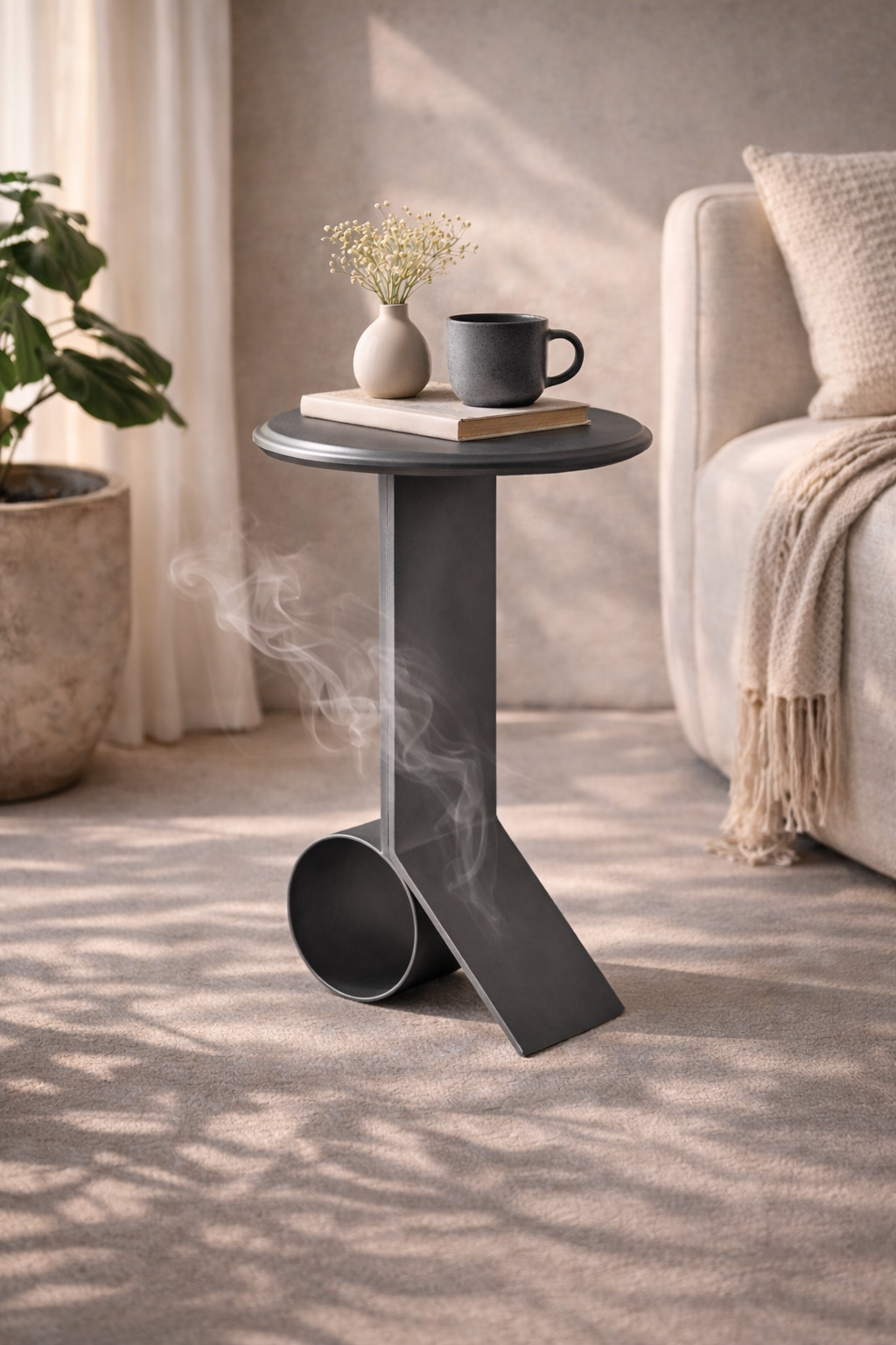 Solree Iron Side Table – Black Powder Coated Modern Accent (55 cm)